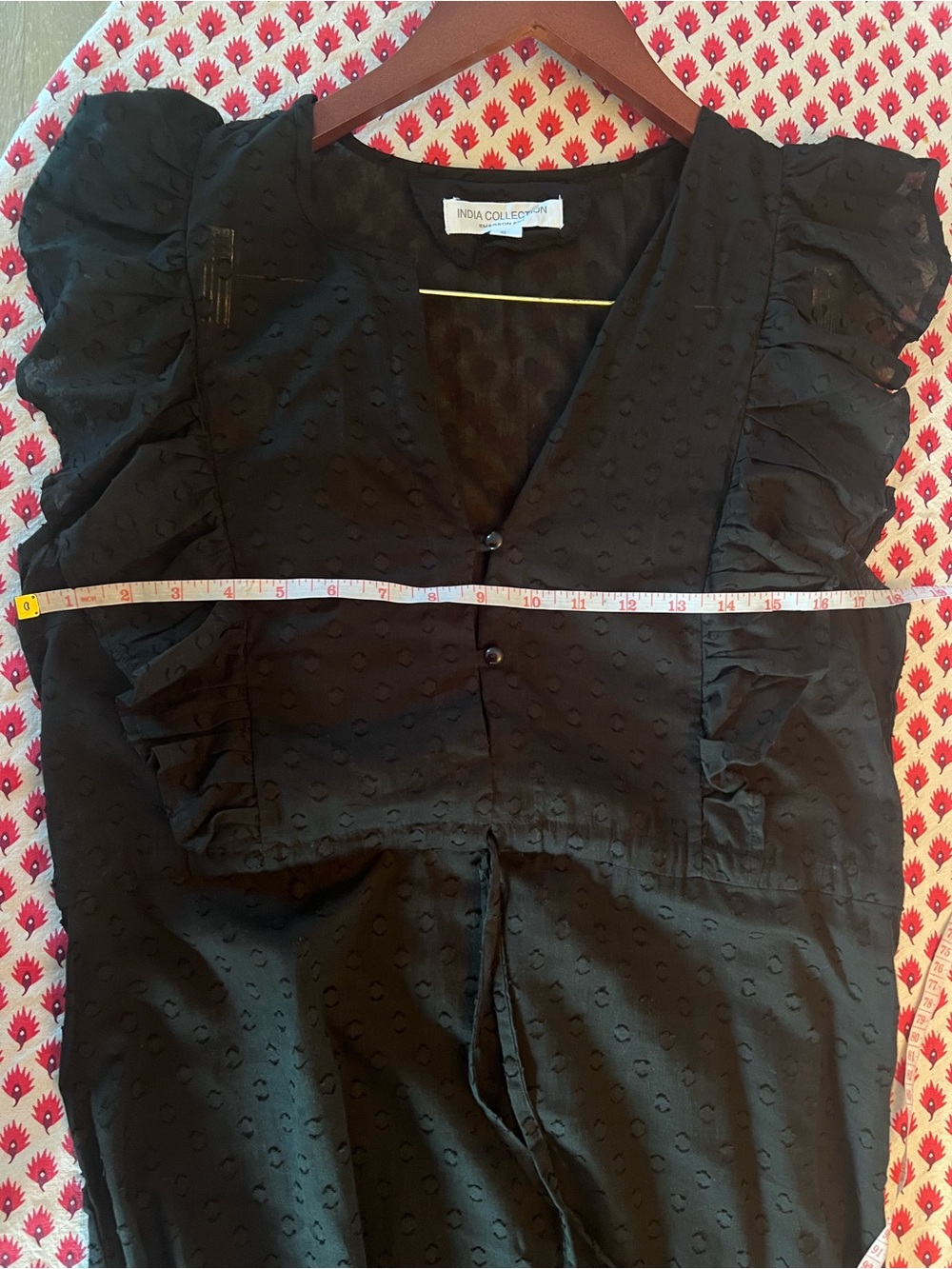 Emerson Fry India Collection Surya Swiss Dot Black Maxi Dress Size Small. - Picture 9 of 11